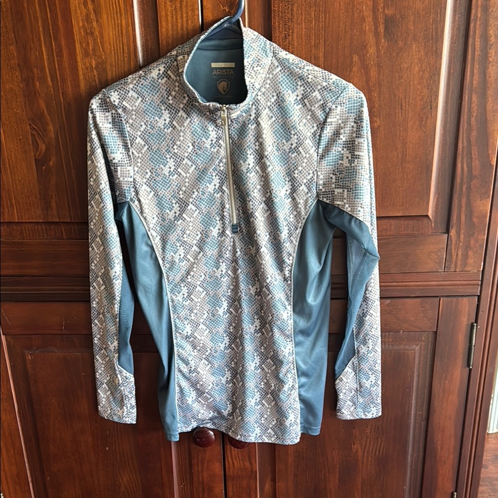 Arista Equestrian Blue Snake Print Long Sleeve Riding Top